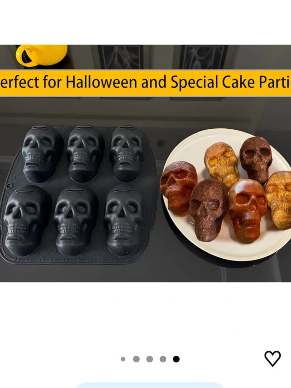 JETKONG 6 Cavity Skull Cake Pan and Silicone Skull Cakelet Mold nwt